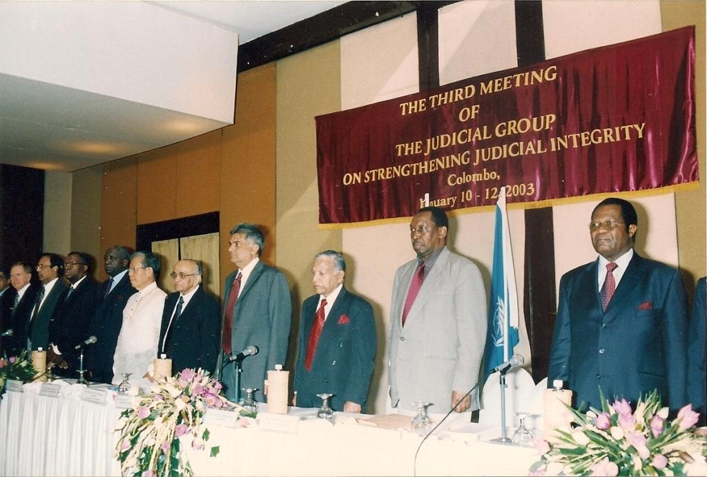 Third Meeting, Colombo 2003: A section of the members of the Group while the National Anthem was being played