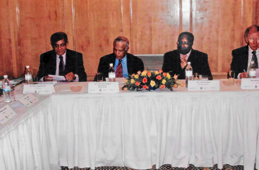 Sixth Meeting, Lusaka 2010: The Inaugural Session: Dr Nihal Jayawickrama, H.E. Judge Weeramantry, Hon Ernest Sakala, Chief Justice of Zambia, Hon. Justice Michael Kirby