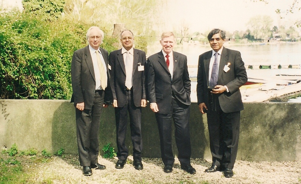 First Meeting, Vienna 2000: From left: Jeremy Pope, Executive Director, Transparency International; Chief Justice Bhaskar Rao; Justice Kirby, Dr Nihal Jayawickrama, Executive Director, Transparency International