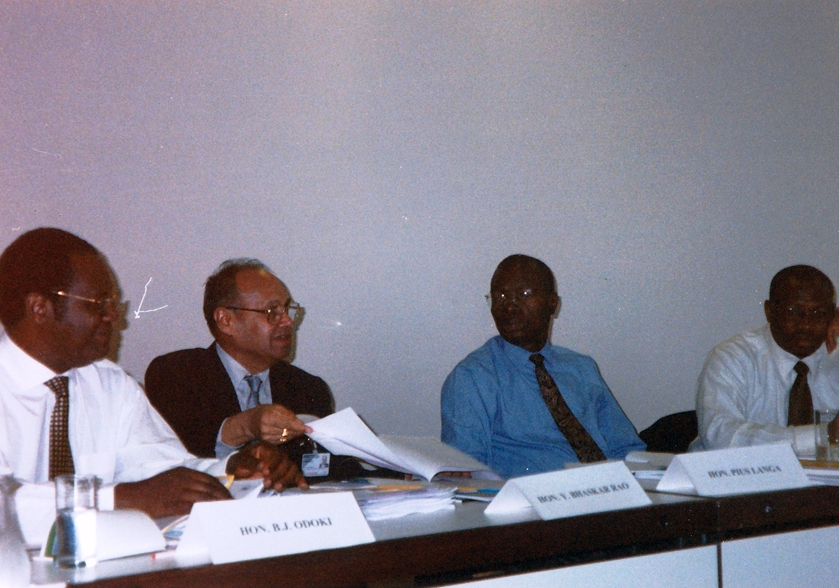 First Meeting, Vienna 2000: From left: Justice Odoki, Chief Justice Bhaskar Rao, Justice Langa
