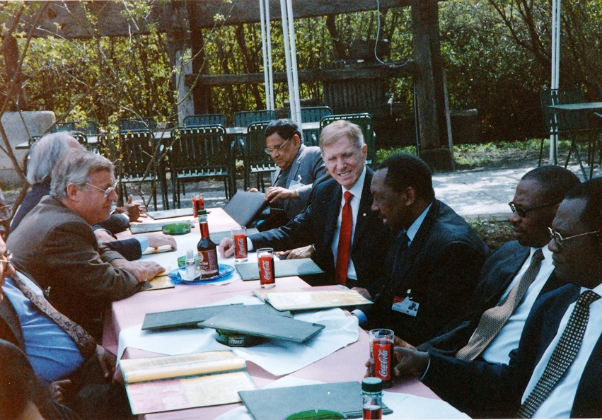 First Meeting, Vienna 2000: From right: Justice B.J.Odoki, Bulelani Ngcuka (Director of Public Prosecutions of South Africa), Chief Justice M.L.Uwais, Justice Michael Kirby, Dr Giuseppe di Gennaro