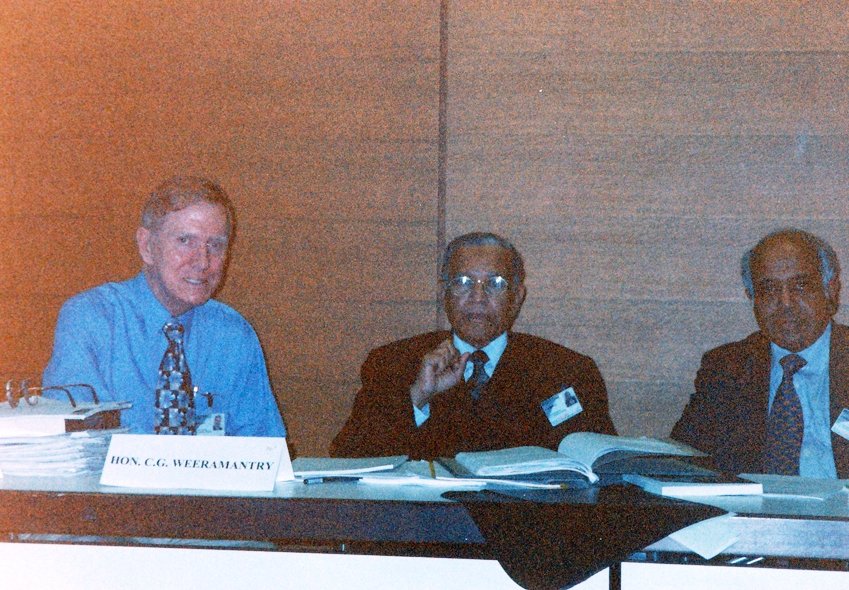 First Meeting, Vienna 2000: From left: Justice Kirby, Judge Weeramantry and Dato Param Cumaraswa