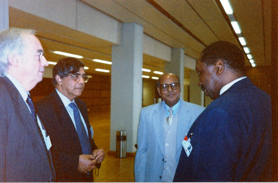 First Meeting, Vienna 2000: From left: Jeremy Pope, Dr Nihal Jayawickrama, Chief Justice Latifur Rahman, Chief Justice